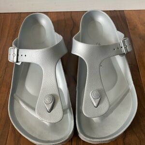 Silver Birkenstock gizeh eva sandals